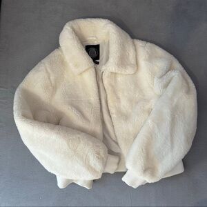 White faux fur Urban Outfitters jacket